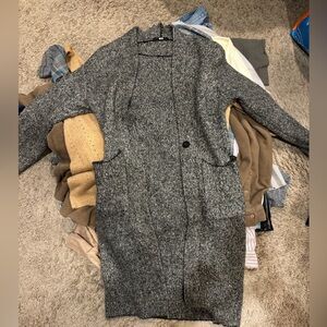 Uniqlo Gray Open-Front Sweater Coat
